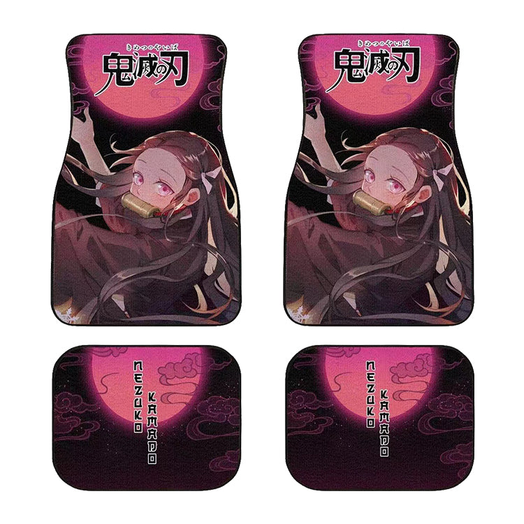 Brand New 4PCS UNIVERSAL ANIME Racing Fabric Car Floor Mats Interior Carpets