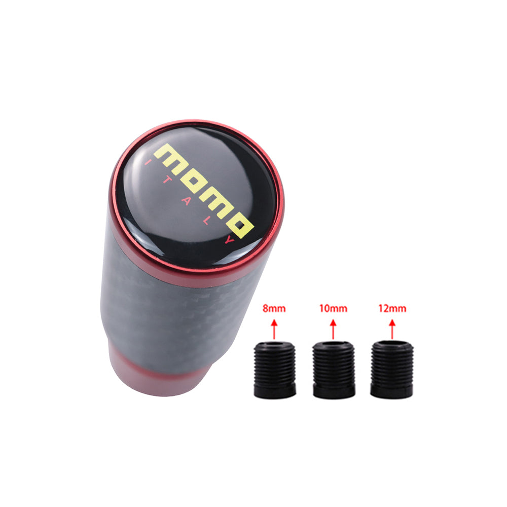 Brand New Universal Momo Red Real Carbon Fiber Racing Gear Stick Shift Knob For MT Manual M12 M10 M8