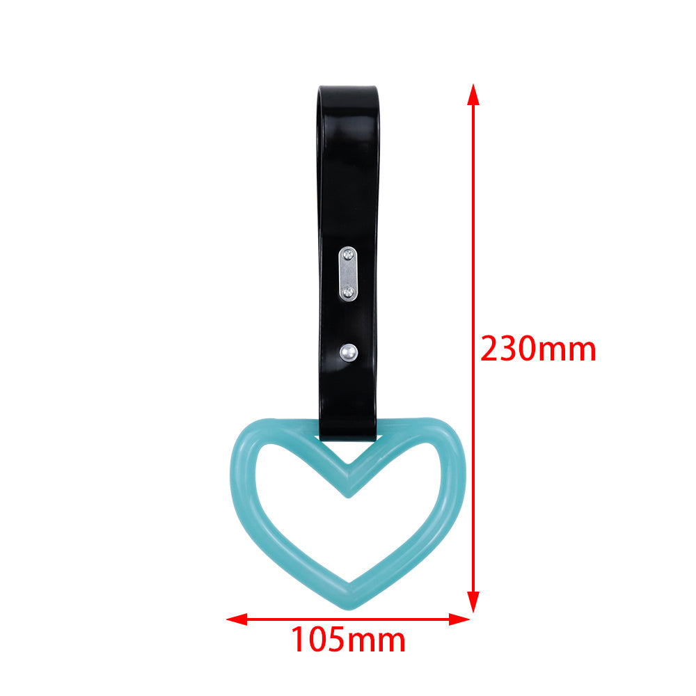 Brand New Heart Teal Handle White Glow in the Dark JDM TSURIKAWA Ring Subway Train Bus Handle Strap Charm Drift