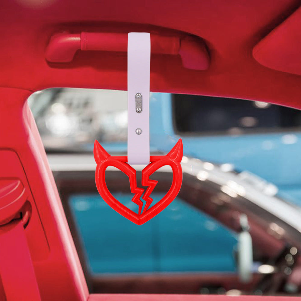 Brand New Devil Demon Broken Heart Red JDM TSURIKAWA Ring Subway Train Bus Handle Strap Charm Drift