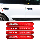 Brand New 4PCS 5.0L COYOTE V8 Real Carbon Fiber Red Car Trunk Side Fenders Door Badge Scratch Guard Sticker