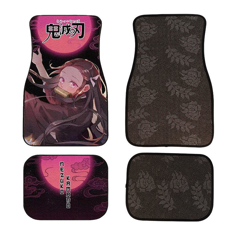 Brand New 4PCS UNIVERSAL ANIME Racing Fabric Car Floor Mats Interior Carpets