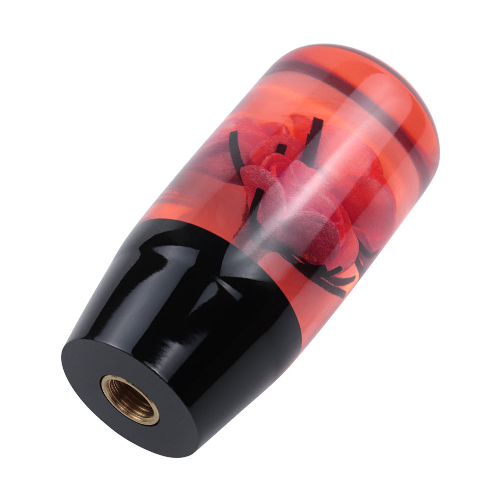 Brand New 1PCS Universal 10CM JDM Clear Red Real Flowers Manual Car Black Base Racing Stick Shift Knob M8 M10 M12