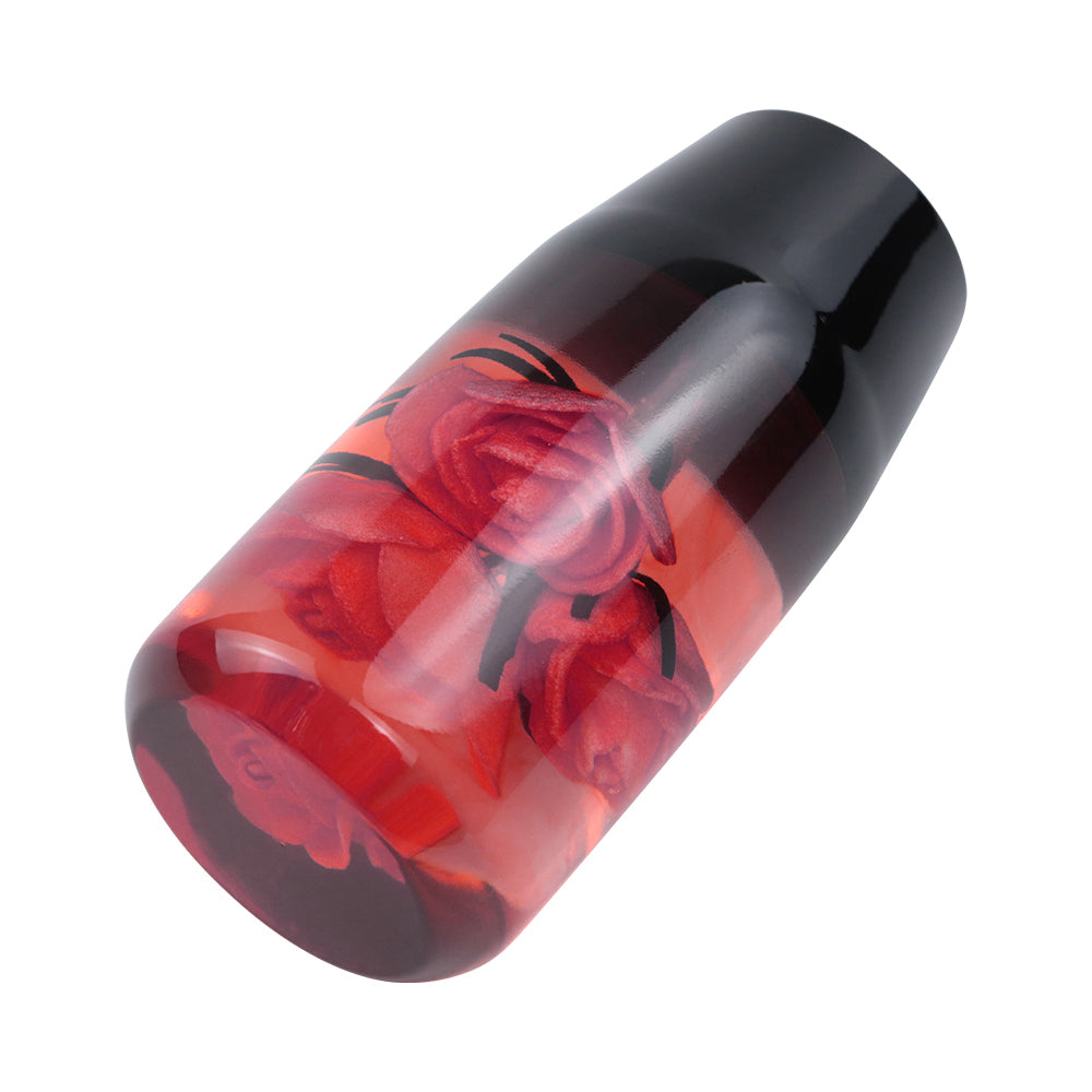 Brand New 1PCS Universal 10CM JDM Clear Red Real Flowers Manual Car Black Base Racing Stick Shift Knob M8 M10 M12