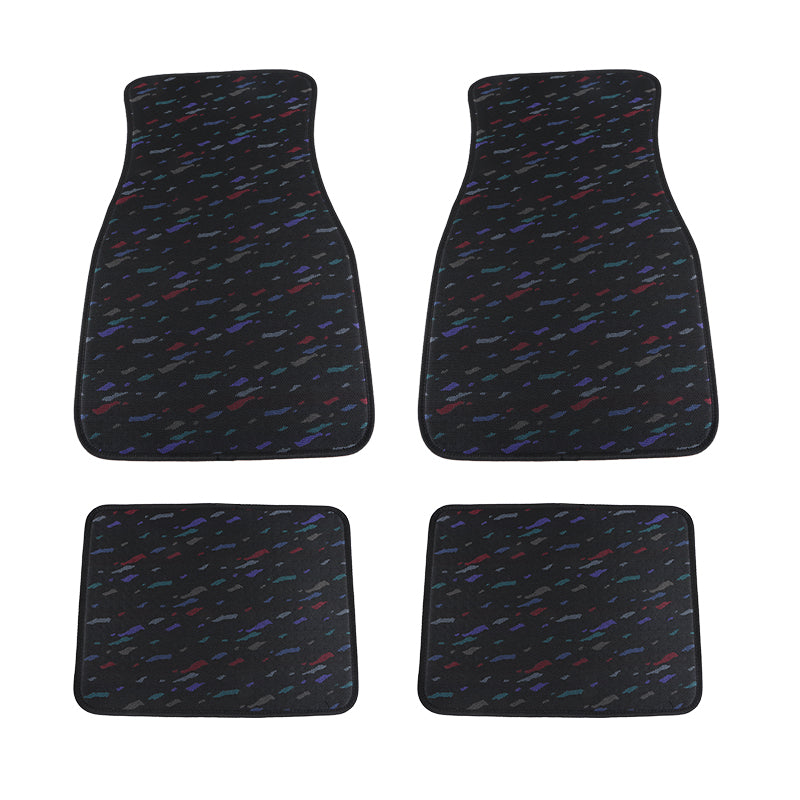 Brand New Universal 4PCS RECARO STYLE Racing Black Fabric Car Floor Mats Interior Carpets