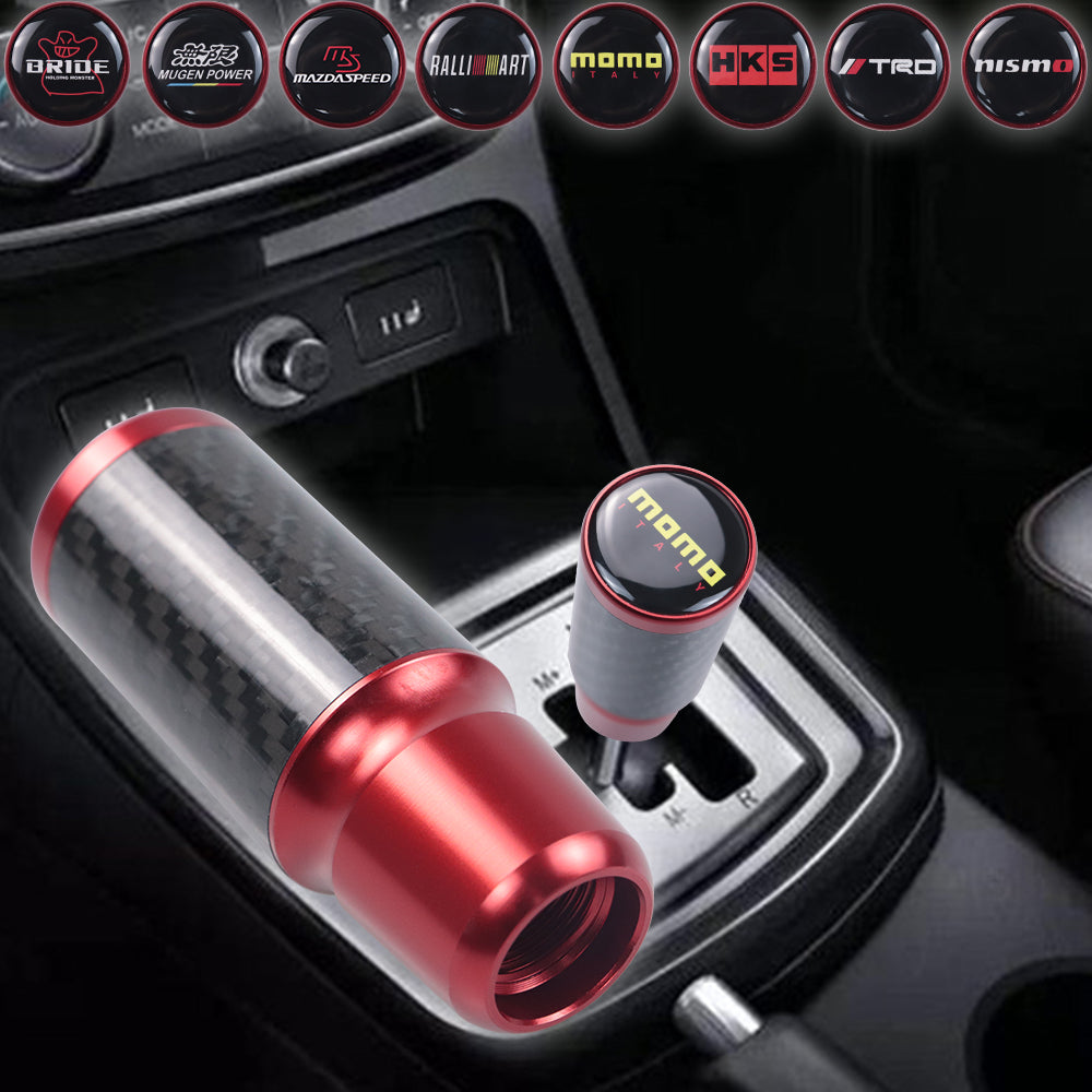 Brand New Universal Momo Red Real Carbon Fiber Racing Gear Stick Shift Knob For MT Manual M12 M10 M8