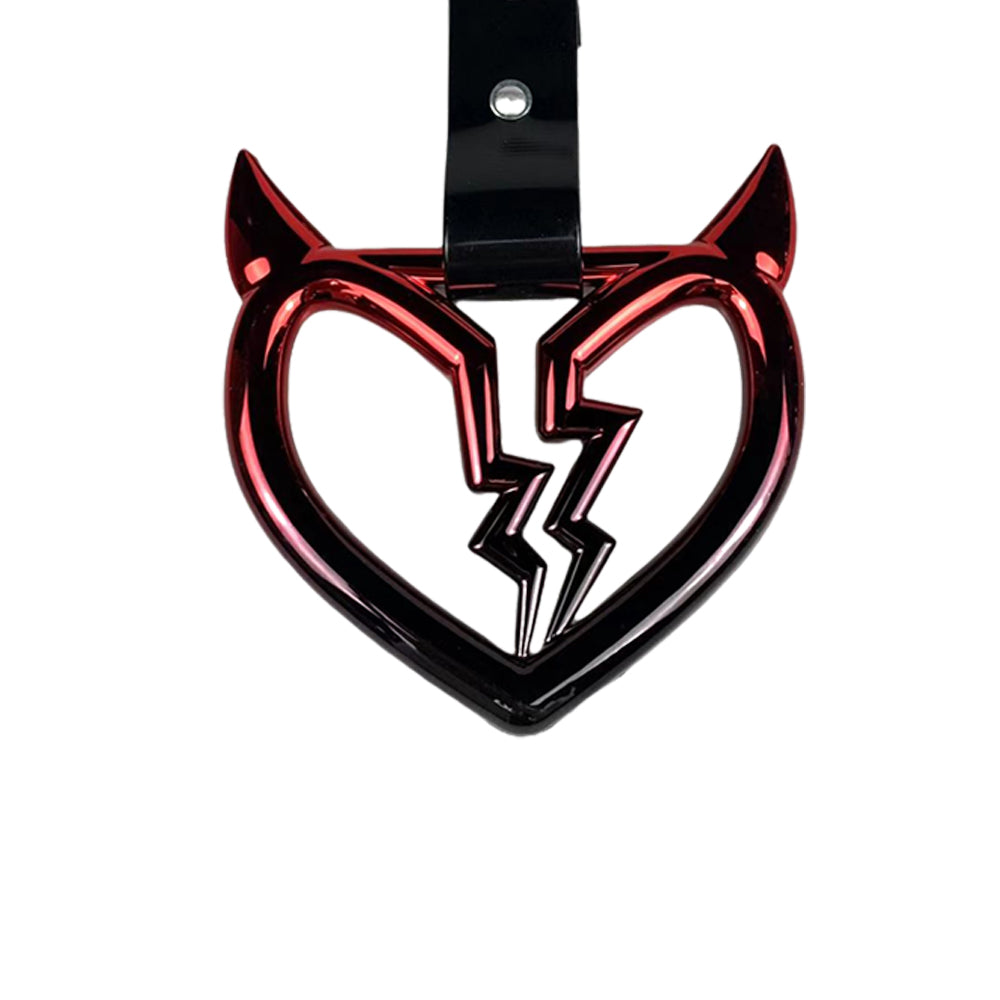 Brand New Devil Broken Heart Shaped Rainbow JDM TSURIKAWA Subway Bus Black Handle Strap Charm Drift