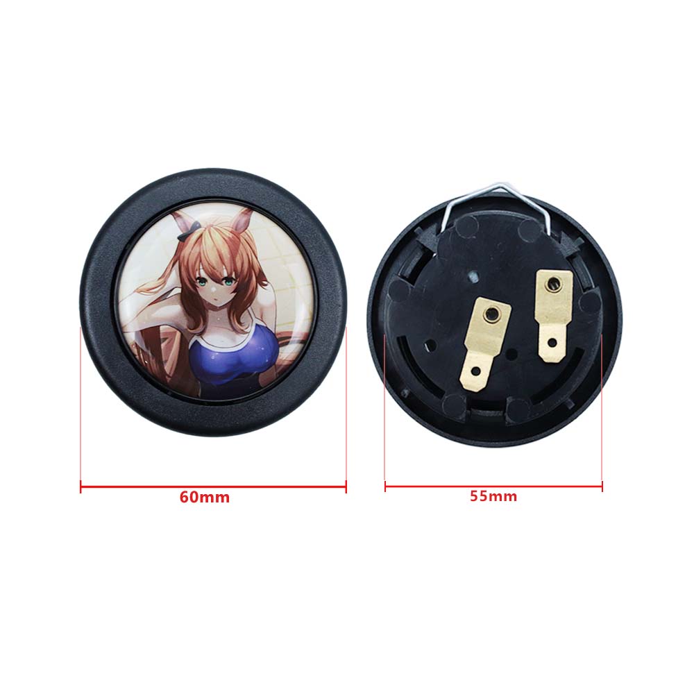 Brand New Universal Anime Hentai Car Horn Button Black Steering Wheel Center Cap