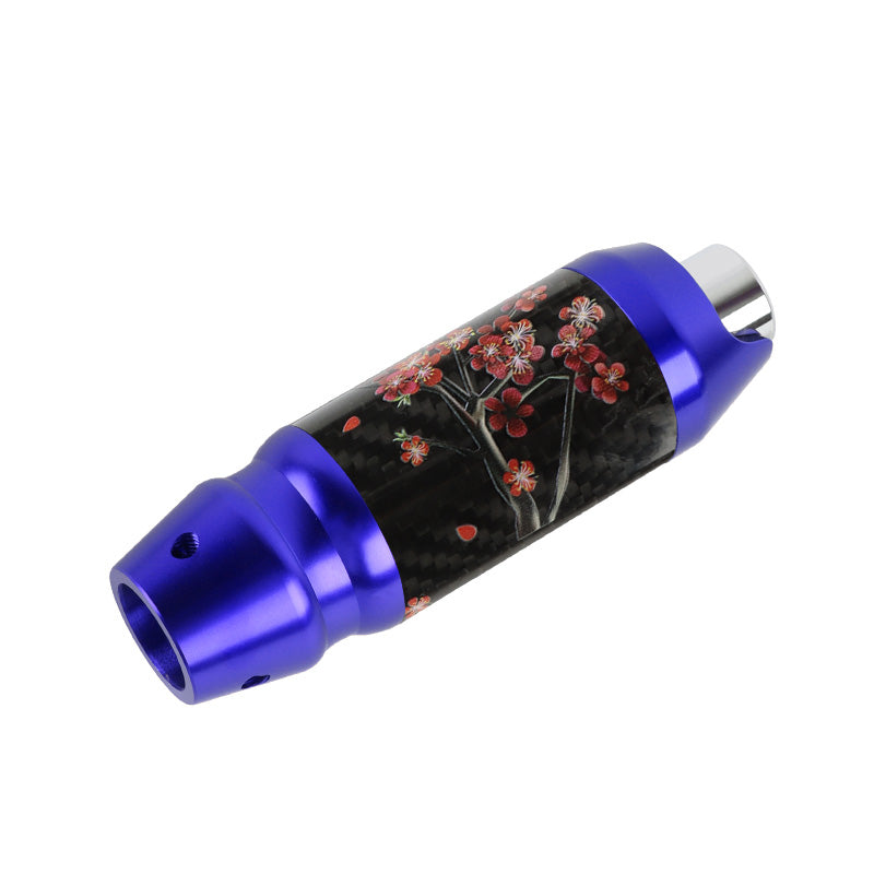 Brand New Universal Sakura Flowers Real Carbon Fiber Blue Aluminum Automatic Transmission Racing Gear Shift Knob