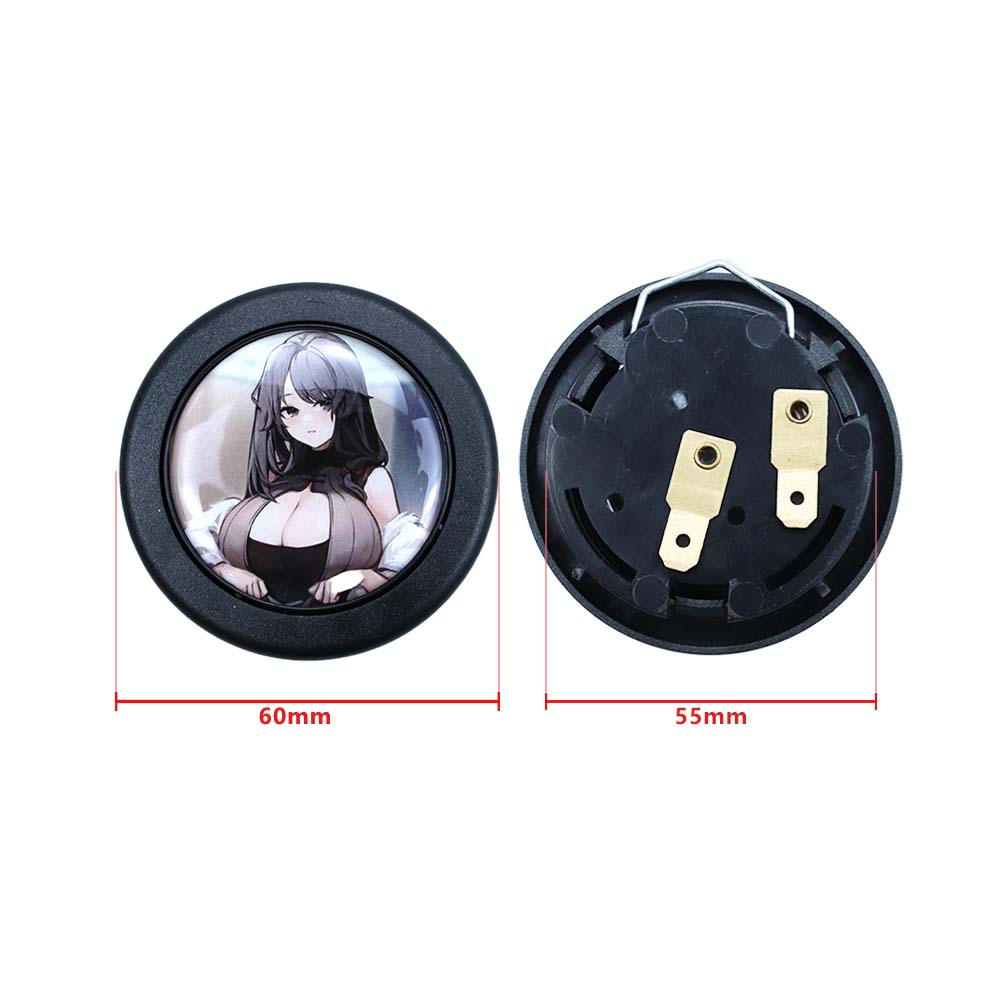 Brand New Universal Anime Hentai Car Horn Button Black Steering Wheel Center Cap