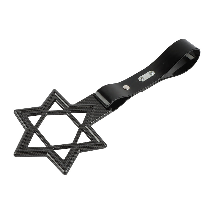 Brand New Hexagram Shaped Carbon Fiber JDM TSURIKAWA Subway Bus Black Handle Strap Charm Drift