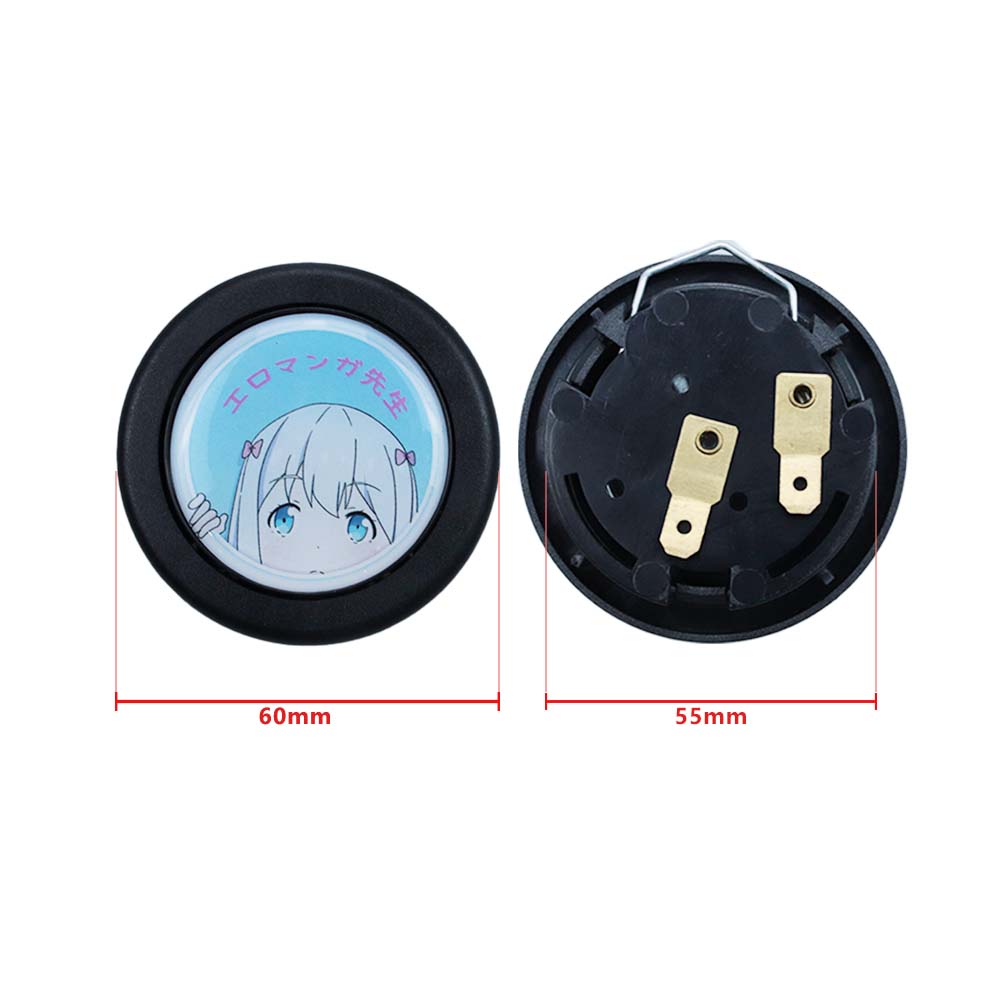 Brand New Universal Anime Hentai Car Horn Button Black Steering Wheel Center Cap