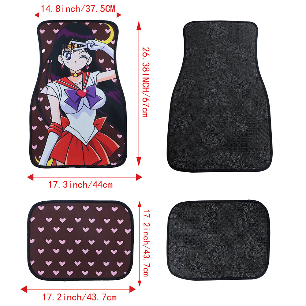 Brand New 4PCS UNIVERSAL ANIME SAILOR MARS Racing Fabric Car Floor Mats Interior Carpets