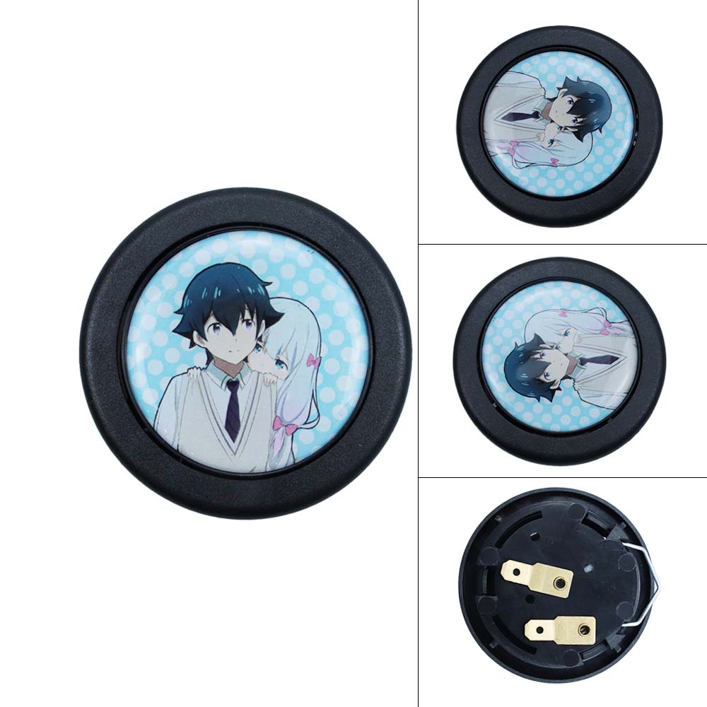 Brand New Universal Anime Hentai Car Horn Button Black Steering Wheel Center Cap