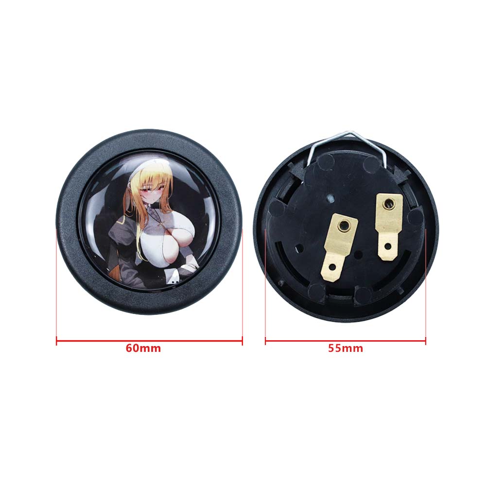 Brand New Universal Anime Hentai Car Horn Button Black Steering Wheel Center Cap