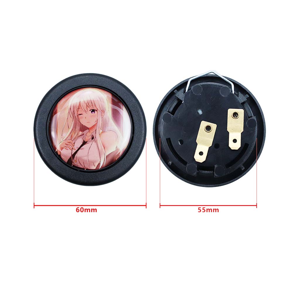 Brand New Universal Anime Hentai Car Horn Button Black Steering Wheel Center Cap