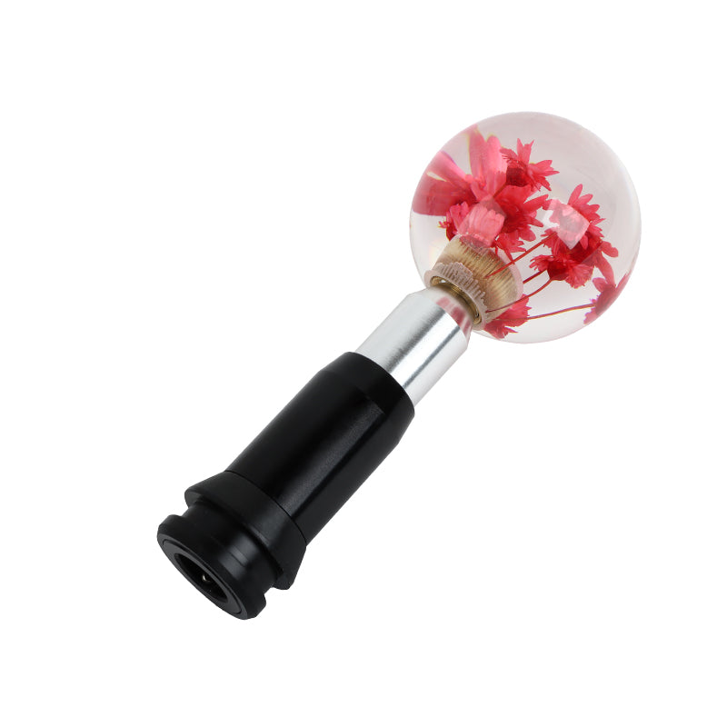 Brand New Universal Round Ball Crystal Clear Red Flowers Automatic Gear Shift Knob Shifter