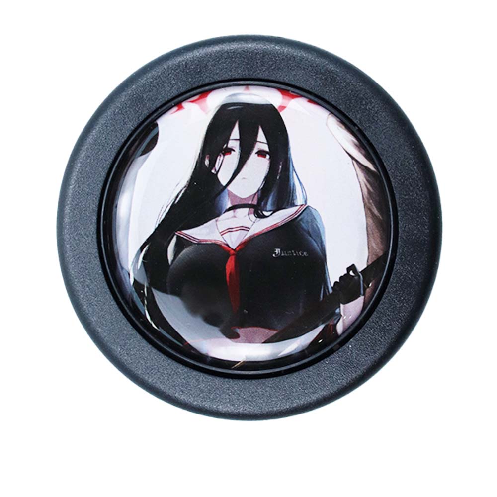 Brand New Universal Anime Hentai Car Horn Button Black Steering Wheel Center Cap