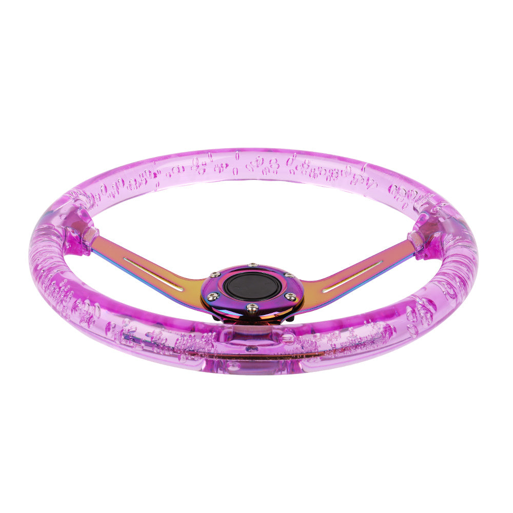 Brand New Universal 6-Hole 350mm Deep Dish Vip Purple Crystal Bubble Neo Spoke Steering Wheel