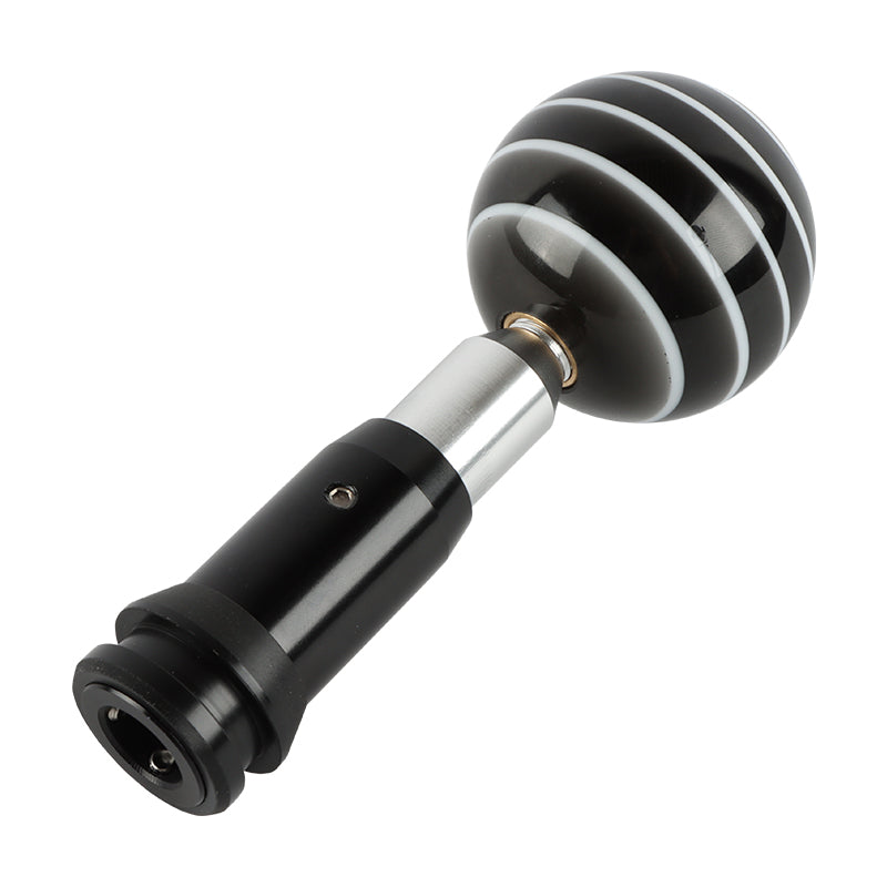 Brand New Jdm Universal Glossy Black W/White Stripes Round Ball Automatic Shift Knob Shifter