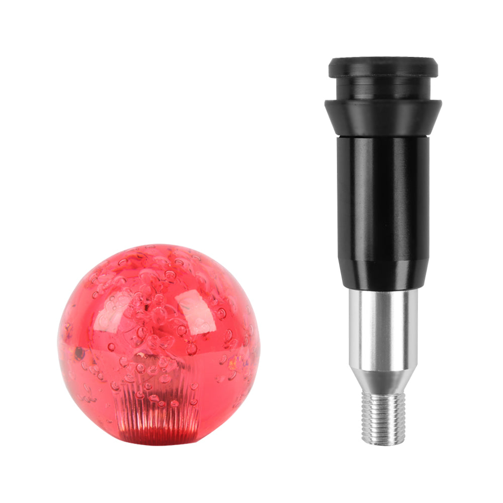 Brand New Universal Crystal Bubble Red Round Ball Automatic Transmission Shift Knob W/ Adapter