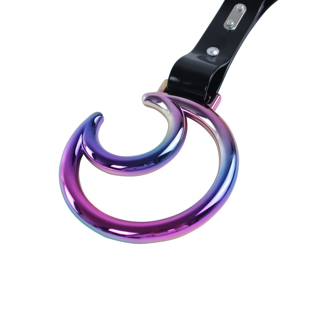 Brand New Moon Neo Chrome JDM TSURIKAWA Ring Subway Train Bus Black Handle Strap Charm Drift