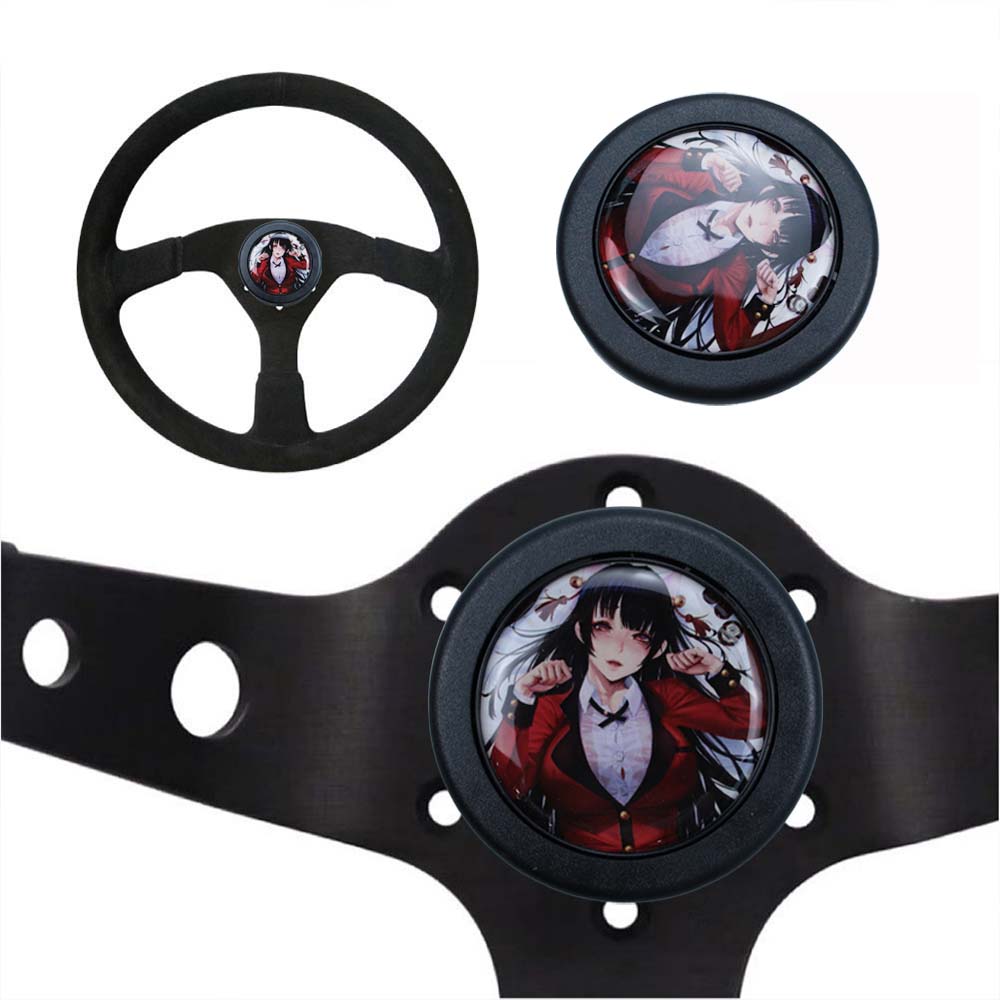 Brand New Universal Anime Hentai Car Horn Button Black Steering Wheel Center Cap