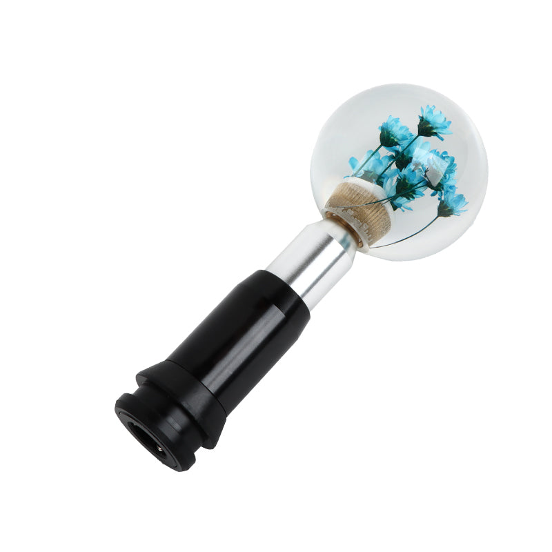 Brand New Universal Round Ball Crystal Clear Teal Flowers Automatic Gear Shift Knob Shifter