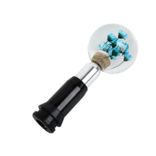 Load image into Gallery viewer, Brand New Universal Round Ball Crystal Clear Teal Flowers Automatic Gear Shift Knob Shifter