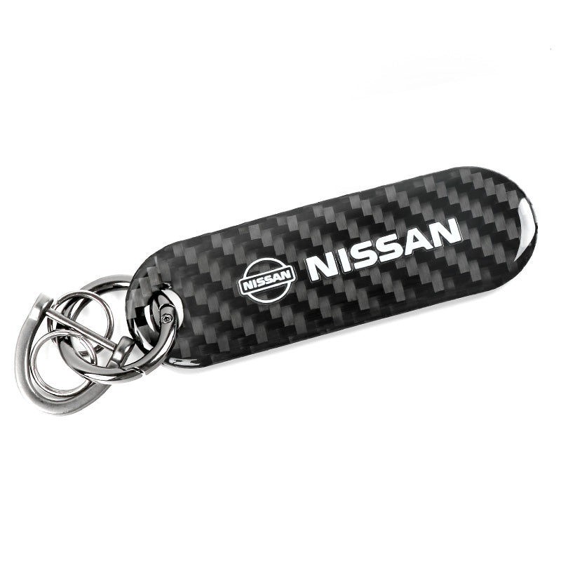 Brand New Universal 100% Real Carbon Fiber Keychain Key Ring For Nissan