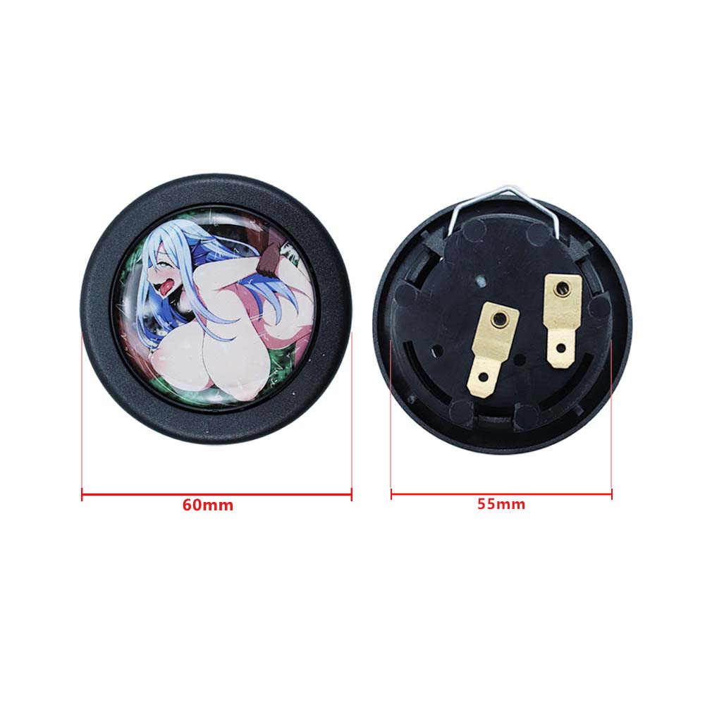 Brand New Universal Anime Hentai Car Horn Button Black Steering Wheel Center Cap