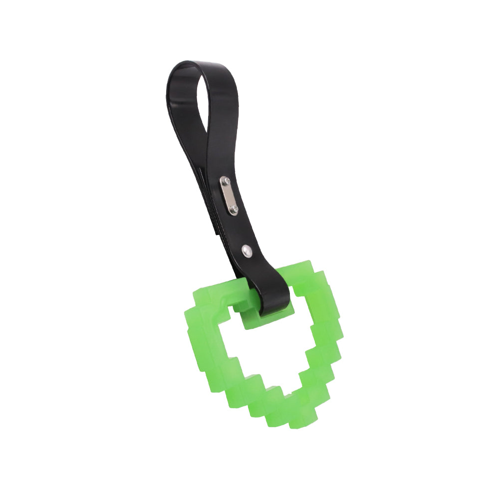 Brand New Minecraft Heart Green (Glows in the Dark) JDM TSURIKAWA Ring Subway Train Bus Black Handle Strap Charm Drift