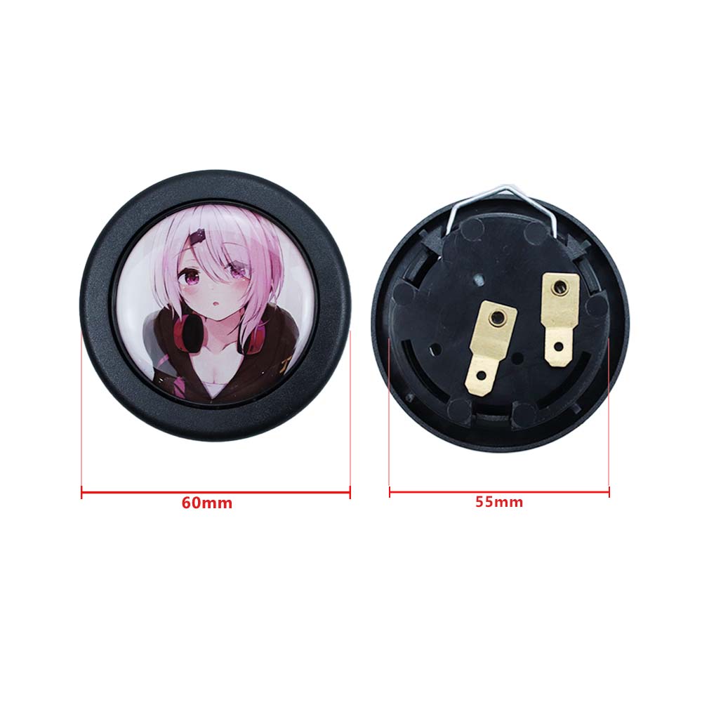 Brand New Universal Anime Hentai Car Horn Button Black Steering Wheel Center Cap