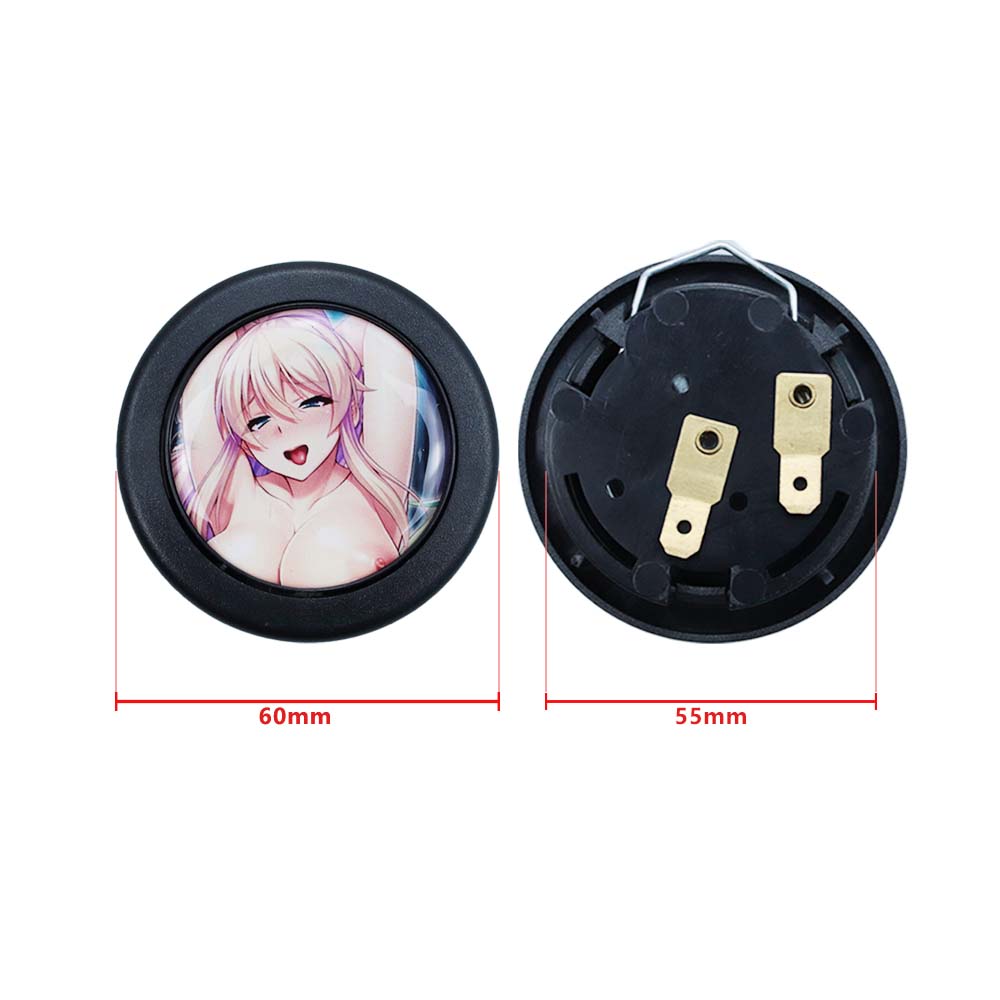 Brand New Universal Anime Hentai Car Horn Button Black Steering Wheel Center Cap