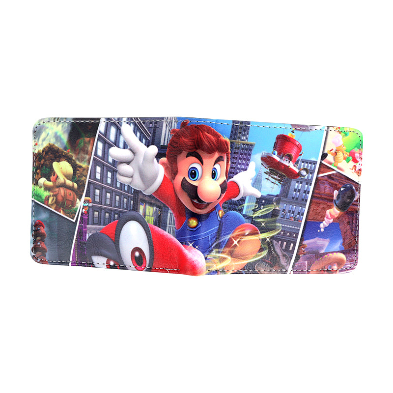 Brand New Men Super Mario Bros Odyssey Purse Short Bifold Fashion Leather Wallet