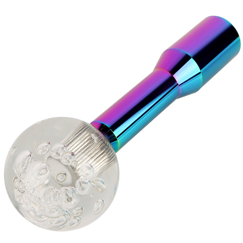 BRAND NEW UNIVERSAL V2 CRYSTAL BUBBLE CLEAR ROUND BALL SHIFT KNOB MANUAL CAR RACING GEAR M8 M10 M12 & Neo Chrome Shifter Extender Extension