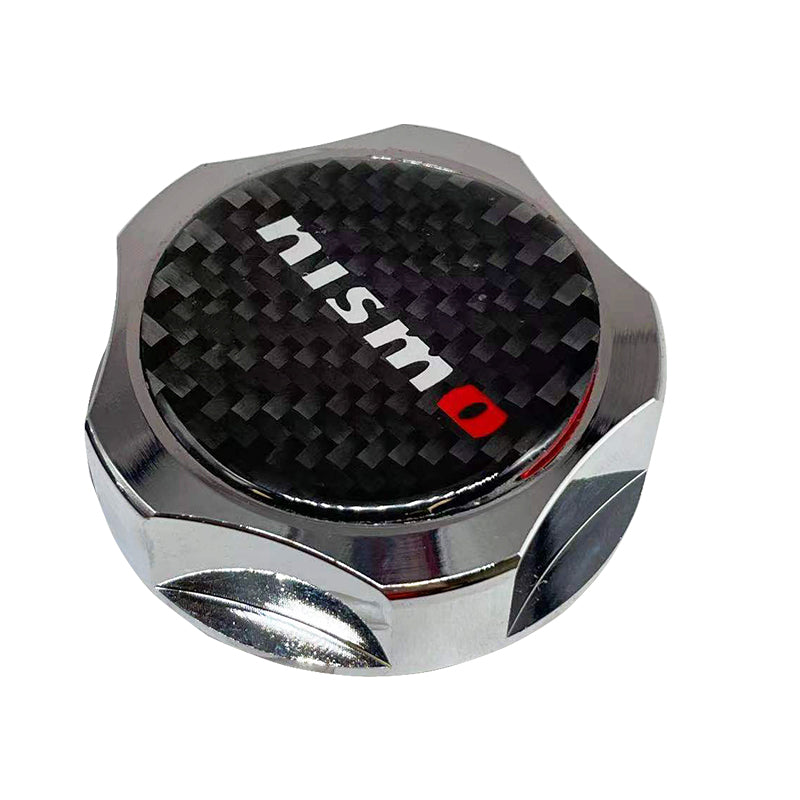 Brand New Jdm Chrome Engine Oil Cap With Real Carbon Fiber Nismo Sticker Emblem For Nissan