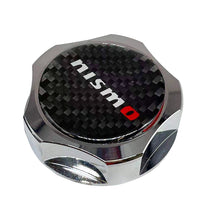 Load image into Gallery viewer, Brand New Jdm Chrome Engine Oil Cap With Real Carbon Fiber Nismo Sticker Emblem For Nissan