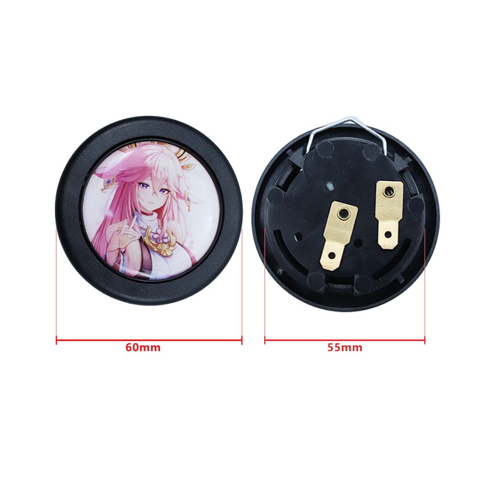 Brand New Universal Anime Hentai Car Horn Button Black Steering Wheel Center Cap