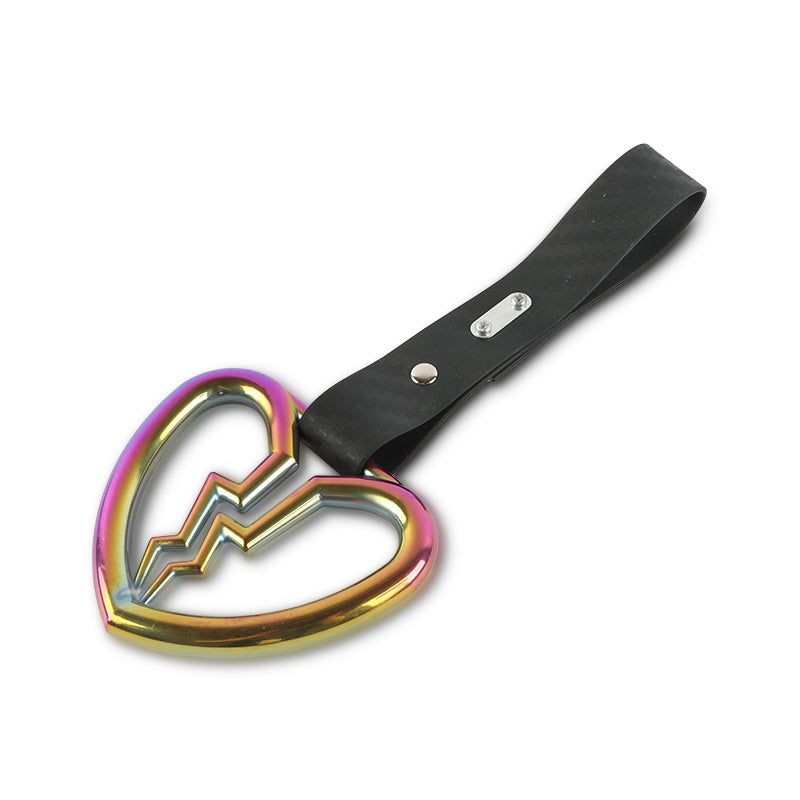 Brand New Broken Heart Neo Chrome JDM TSURIKAWA Ring Subway Train Bus Handle Carbon Fiber Strap Charm Drift