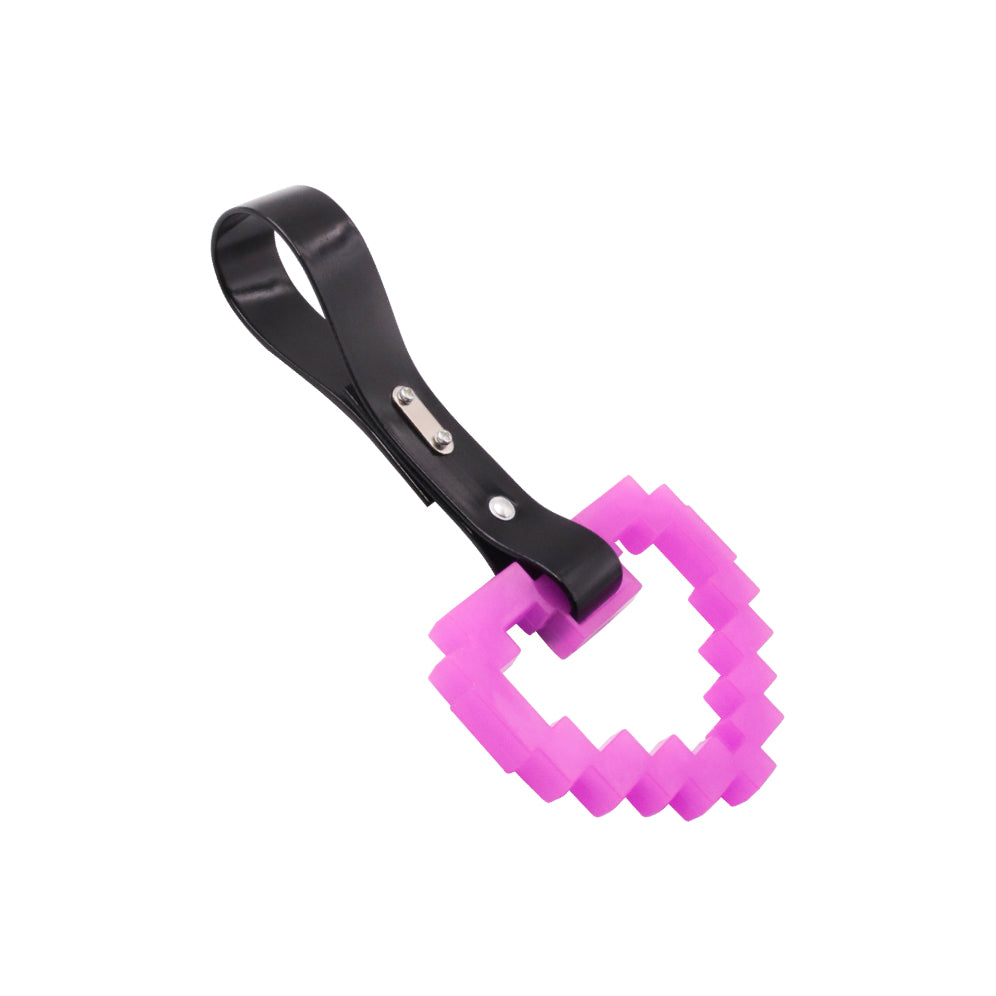 Brand New Minecraft Heart Purple (Glows in the Dark) JDM TSURIKAWA Ring Subway Train Bus Black Handle Strap Charm Drift