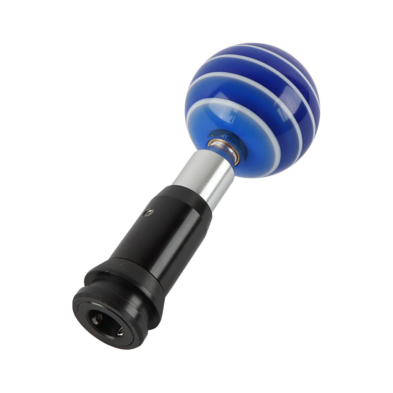 Brand New Jdm Universal Glossy Blue W/White Stripes Round Ball Automatic Shift Knob Shifter