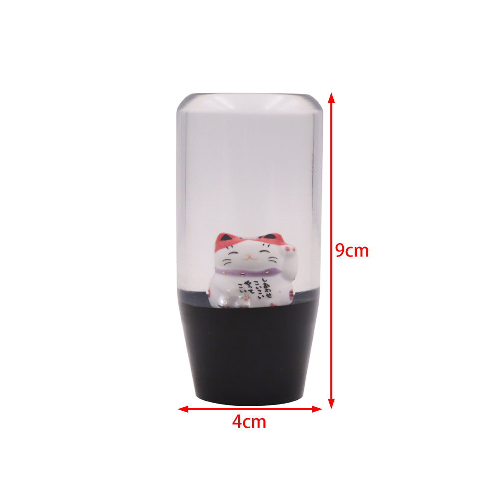 Brand New 1PCS Universal 9CM JDM Clear Fortune Cat Manual Car Black Base Racing Stick Shift Knob M8 M10 M12