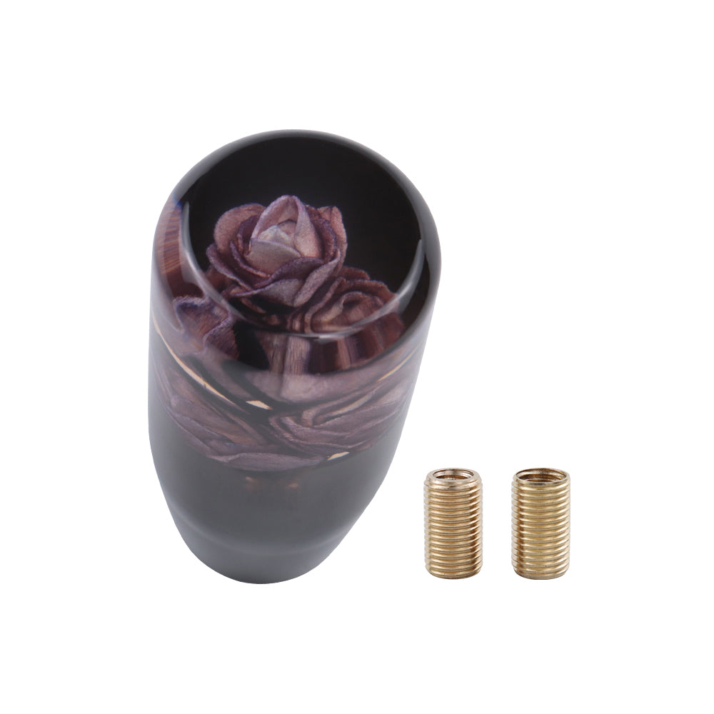 Brand New 1PCS Universal 10CM JDM Clear Purple Real Flowers Manual Car Black Base Racing Stick Shift Knob M8 M10 M12