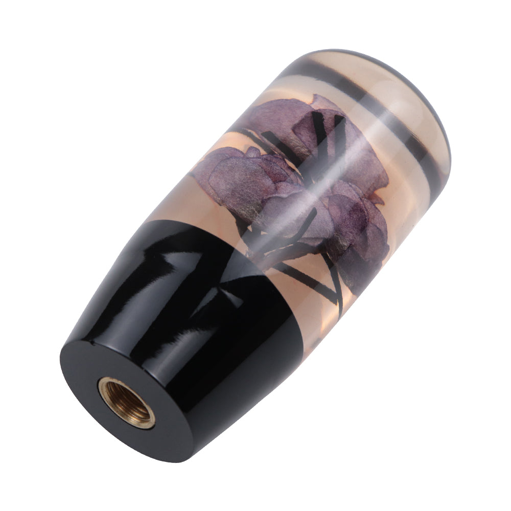 Brand New 1PCS Universal 10CM JDM Clear Purple Real Flowers Manual Car Black Base Racing Stick Shift Knob M8 M10 M12