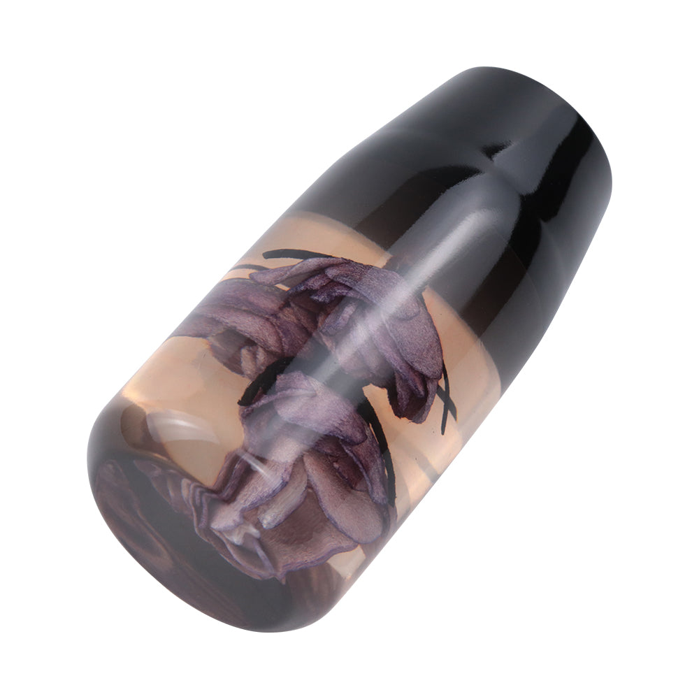 Brand New 1PCS Universal 10CM JDM Clear Purple Real Flowers Manual Car Black Base Racing Stick Shift Knob M8 M10 M12