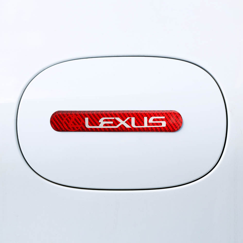 Brand New 2PCS LEXUS Real Carbon Fiber Red Car Trunk Side Fenders Door Badge Scratch Guard Sticker