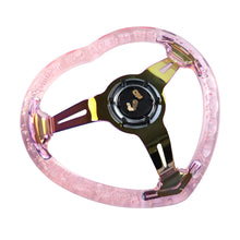 Load image into Gallery viewer, Brand New Universal 6-Hole 350MM Heart Pink Deep Dish Vip Crystal Bubble Neo Spoke Steering Wheel