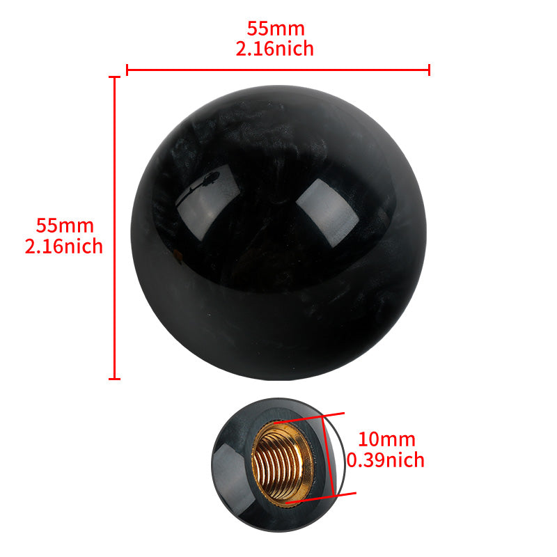 Brand New Universal Pearl Black Round Ball Shift Knob Car Gear MT Manual Shifter M8 M10 M12