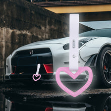 Load image into Gallery viewer, Brand New Heart Pink Handle White Glow in the Dark JDM TSURIKAWA Ring Subway Train Bus Handle Strap Charm Drift